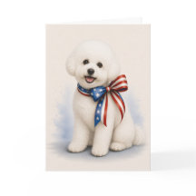 Cartão de Boas-Vindas Patriótico Bichon Frise