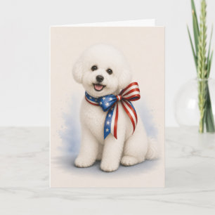 Cartão de Boas-Vindas Patriótico Bichon Frise