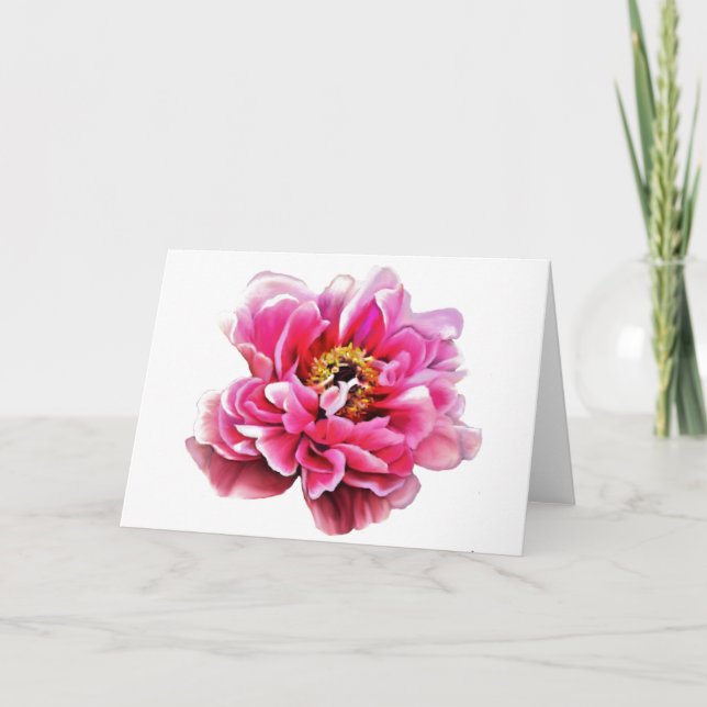 Cartão de Boas Vindas Peônia Rosa (Frente)