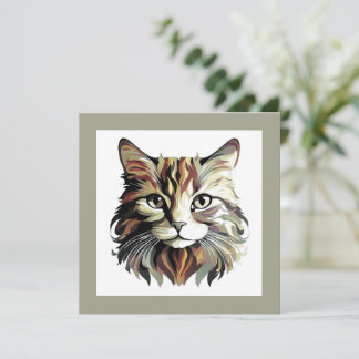 Cartão de Boas-Vindas Plano com Desenho de Gato