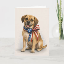 Cartão de Boas-Vindas Puggle Patriótico