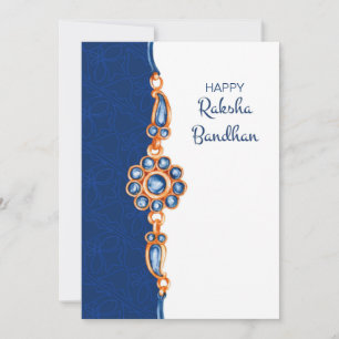 Cartão de Boas Vindas Raksha Bandhan Azul e Branco