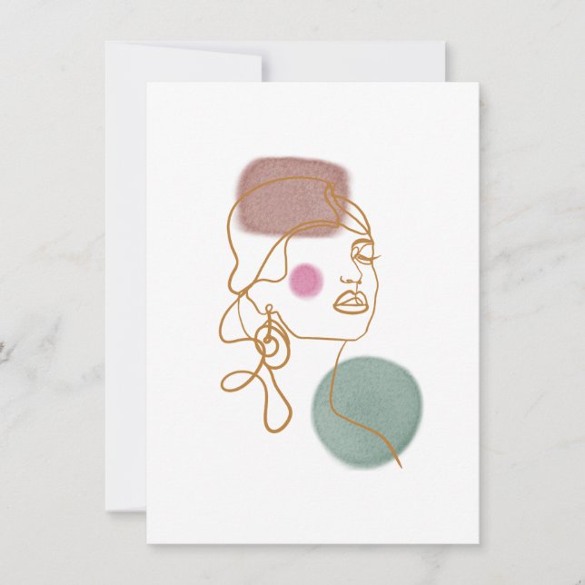 Cartão de Boas-Vindas Rosto Bonito Arte Linear Pla (Frente)