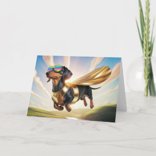 Cartão de Boas-Vindas Super-Herói Dachshund