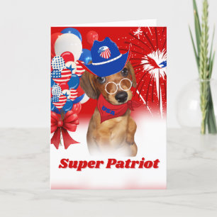 Cartão de Boas Vindas Super Patriota Dachshund