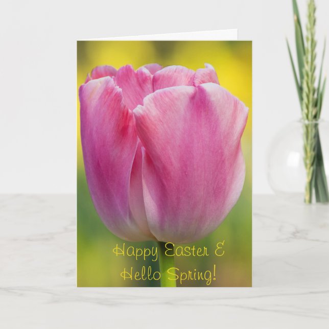 Cartão de Boas Vindas Tulipa Rosa da Primavera (Frente)