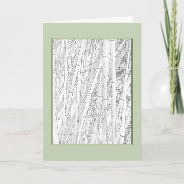 Cartão de Boas-vindas 'Zen Bamboo' em Branco (Frente)