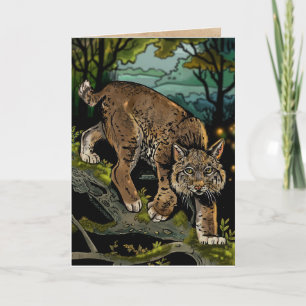 Cartão de Bobcat Selvagem e Livre