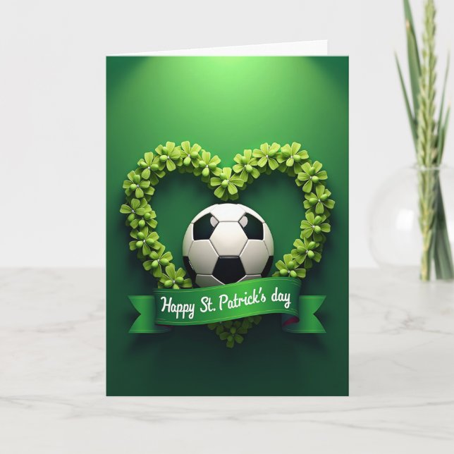 Cartão de Bola de Futebol Clover Heart (Frente)
