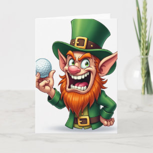 Cartão de Bola de Golfe do Leprechaun Sortudo