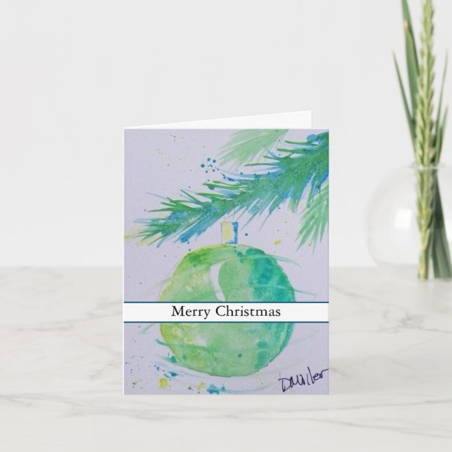 Cartão de Bola de Natal Verde (Frente)