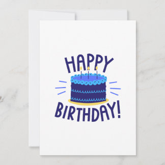 Cartão de Bolo de Aniversário Camadas Azuis