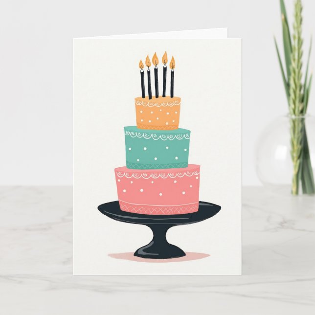 Cartão de Bolo de Aniversário com Andares (Frente)
