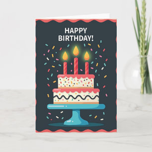 Cartão de Bolo de Aniversário com Confeitos