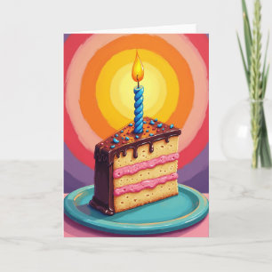 Cartão de Bolo de Aniversário com Confeitos