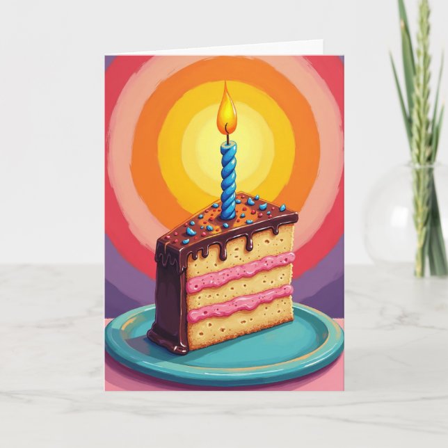 Cartão de Bolo de Aniversário com Confeitos (Frente)