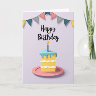 Cartão de Bolo de Aniversário com Glacê