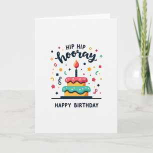 Cartão de Bolo de Aniversário com Vela