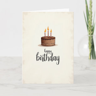 Cartão de Bolo de Aniversário com Vela Festiva