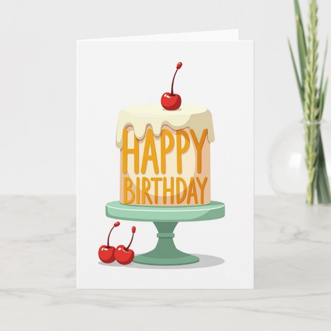 Cartão de Bolo de Aniversário Doce (Frente)