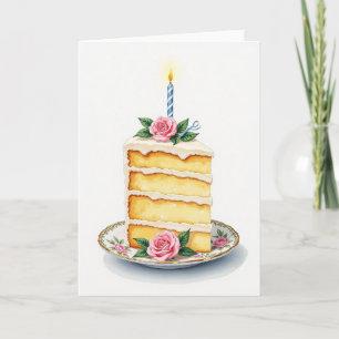 Cartão de Bolo de Aniversário Festivo com Gelado