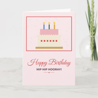 Cartão de Bolo de Aniversário Hip Hip Hooray Pixel