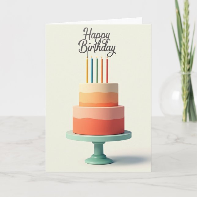 Cartão de Bolo de Aniversário Ombre (Frente)