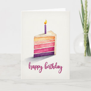 Cartão de Bolo de Aniversário Ombre Festivo