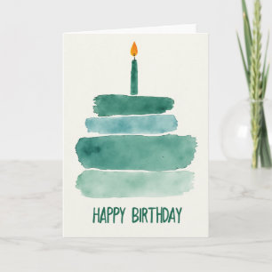 Cartão de Bolo de Aquarela Listrada