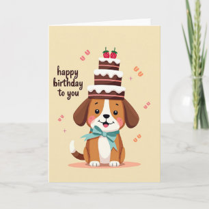Cartão de Bolo de Cachorro Alegre
