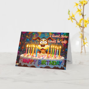 Cartão de Bolo de Cachorro Fofo Aniversário Caótic