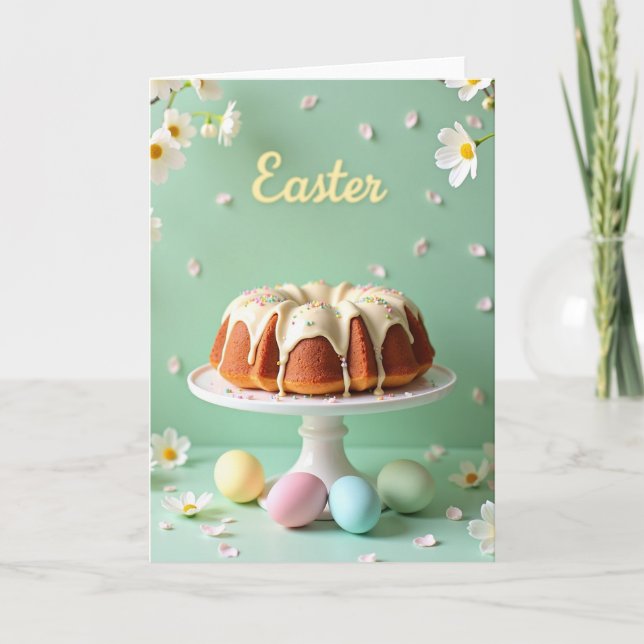 Cartão de Bolo de Celebração da Doce Primavera (Frente)