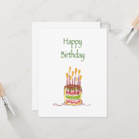 Cartão de Bolo de Doodela de Aniversário Feliz