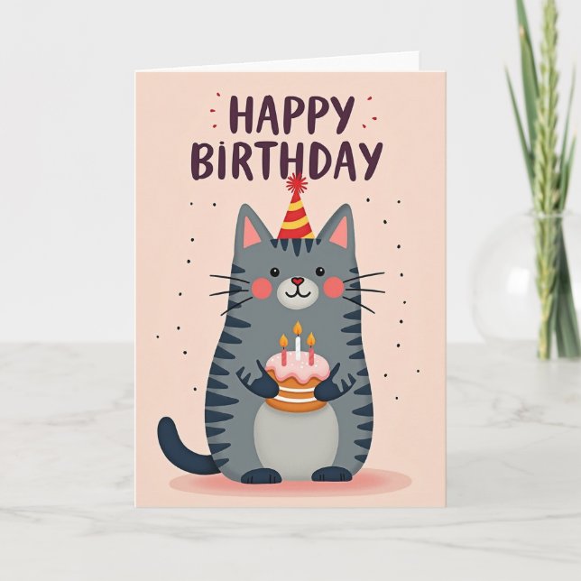 Cartão de Bolo Felino Doce (Frente)