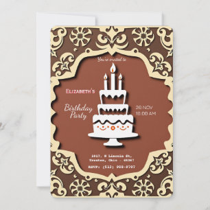 Cartão de Bolo Vintage Birthday - Design Clássico