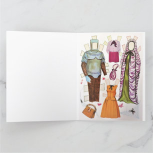 Cartão de Boneca de Papel Retro Halloween 🦇 Repro