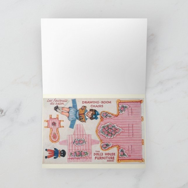 Cartão de boneca de papel Vintage Ballerina (Interior)