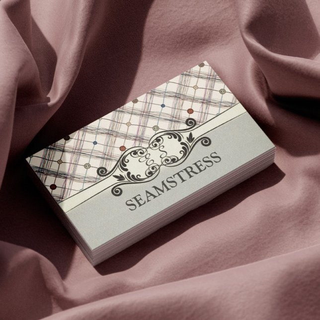 Cartão de Botão Decorado do Sewing Studio Sewing (Perfect for business)