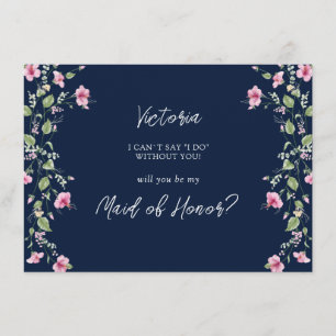 Cartão de Bridesmaid Azul-rosa-azul-Marinho