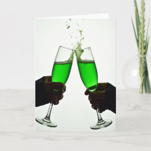 Cartão de Brinde de Champanhe Verde Splash