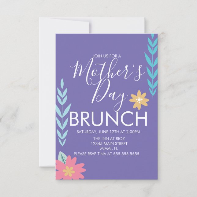 Cartão de Brunch do Dia das Mães com Verdura de Pr (Frente)
