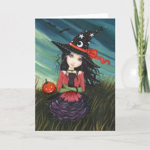 Cartão de Bruxa de Gato de Halloween por Molly Har