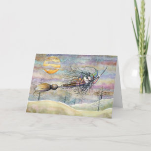 Cartão de Bruxa de Halloween de Voo Wondrous