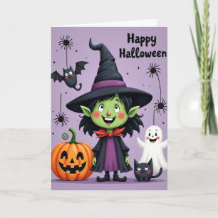 Cartão de Bruxa Feliz Halloween