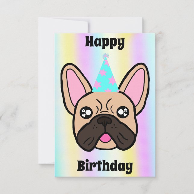 Cartão de Buldogue Francês Feliz Aniversário Perso (Frente)