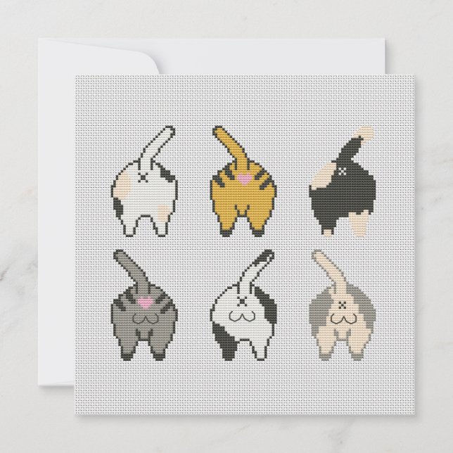 Cartão de bumbum de gato. Está lá em baixo! (Frente)