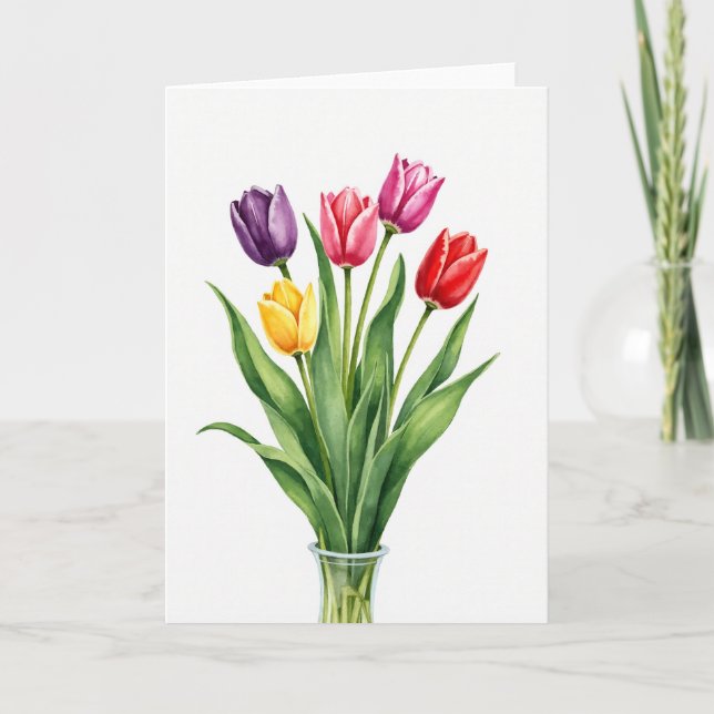 Cartão de Buquê de Flores Vibrantes (Frente)