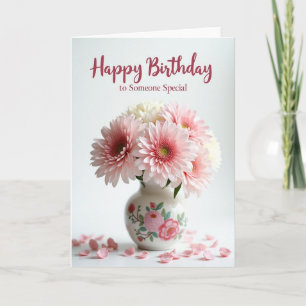 Cartão de Buquê de Rosas de Aniversário Adorável