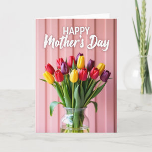 Cartão de Buquê do Dia das Mães Rosa