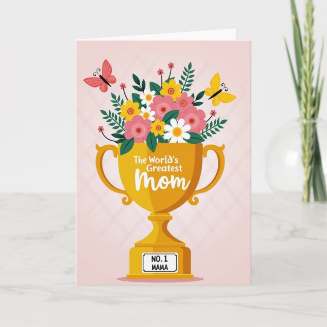Cartão de Buquê do Troféu de Melhor Mamãe (Frente)